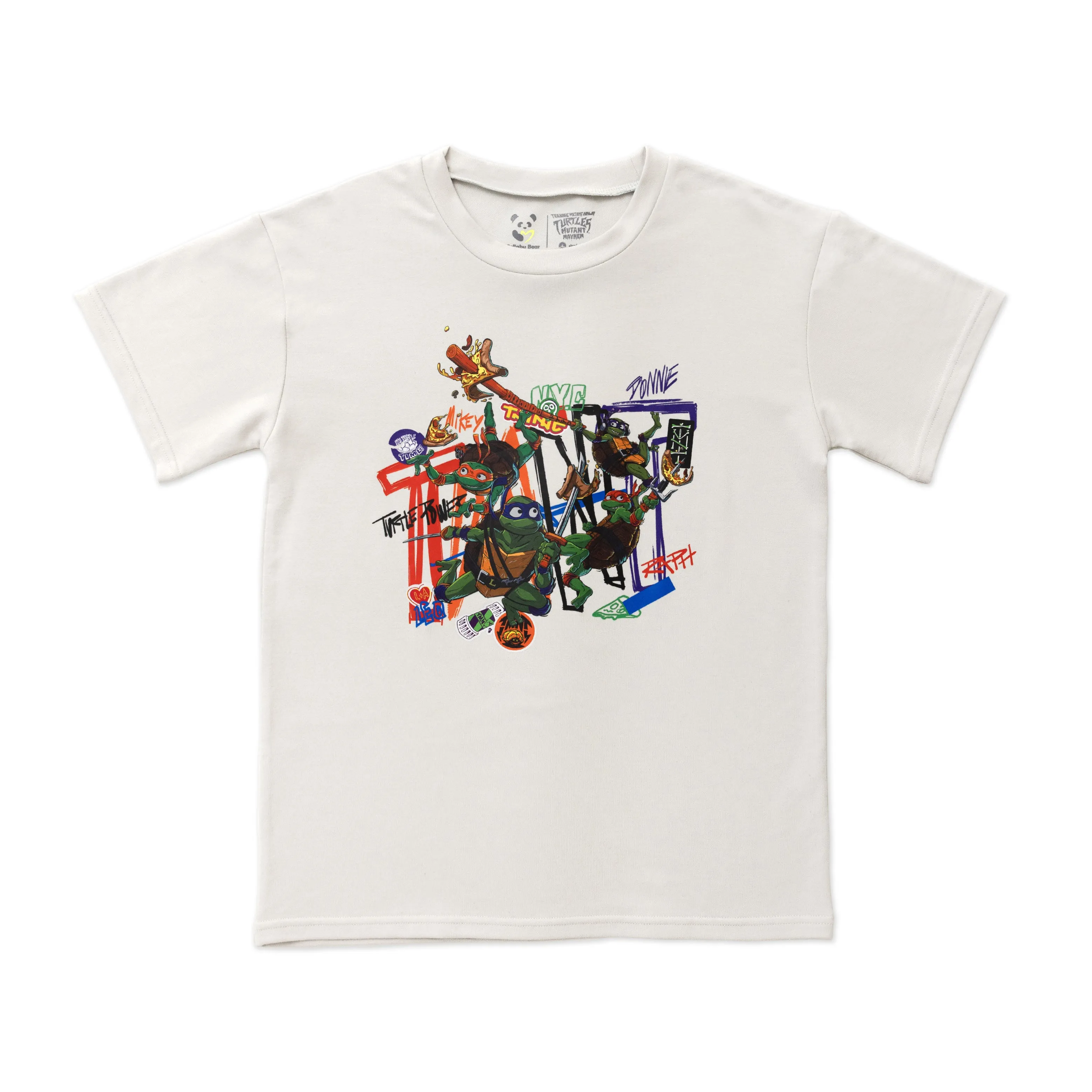 Bellabu Bear Bamboo Blended French Terry Short Sleeve Tee *OVERSIZED FIT* - Teenage Mutant Ninja Turtles Mutant Mayhem Glacier White