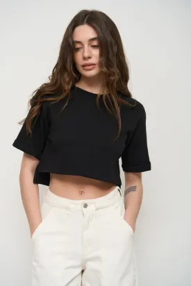 Black Oversized Cropped T-Shirt