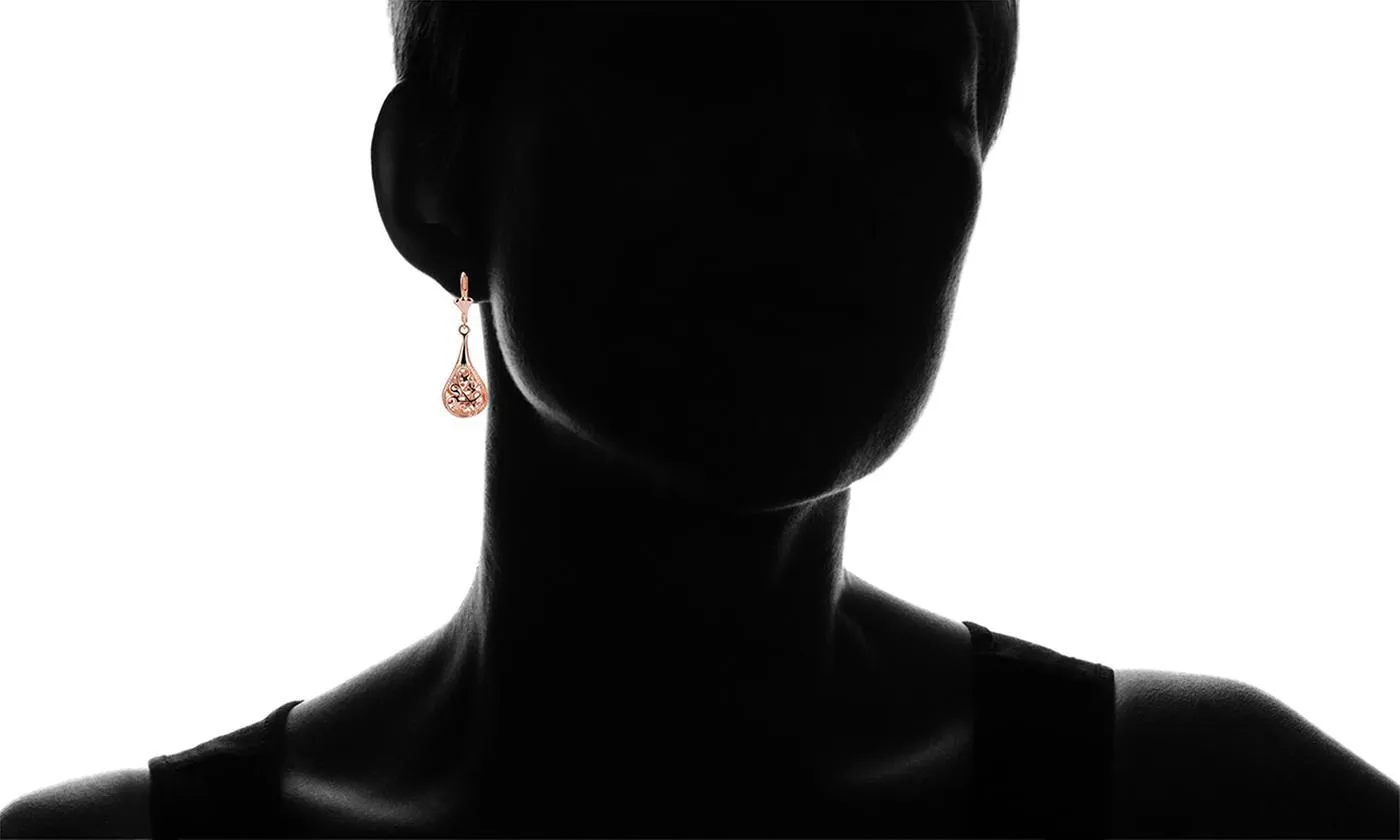 Bohemian Laser Cut Drop Earrings in 18K Rose Gold Plating by Jewelry Elements