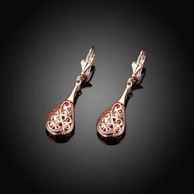Bohemian Laser Cut Drop Earrings in 18K Rose Gold Plating by Jewelry Elements