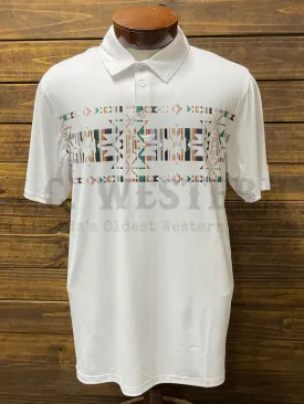 Hooey HP034WHAZ Mens WEEKENDER Cowboy Golf Polo Shirt Aztec White