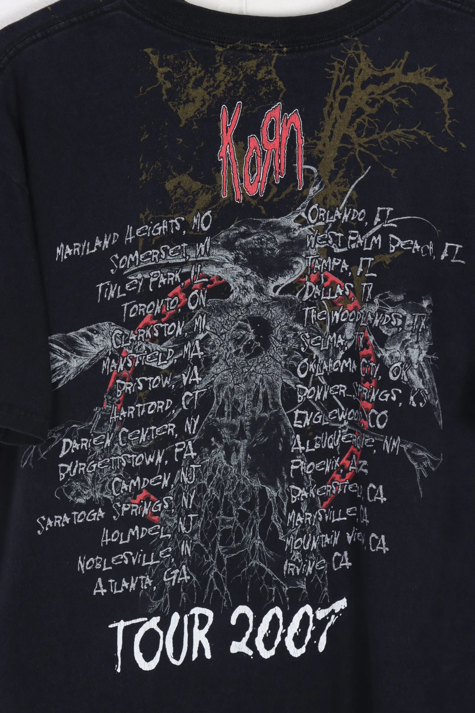 KORN Crow Skeleton 2007 Band Merch Tee (L)