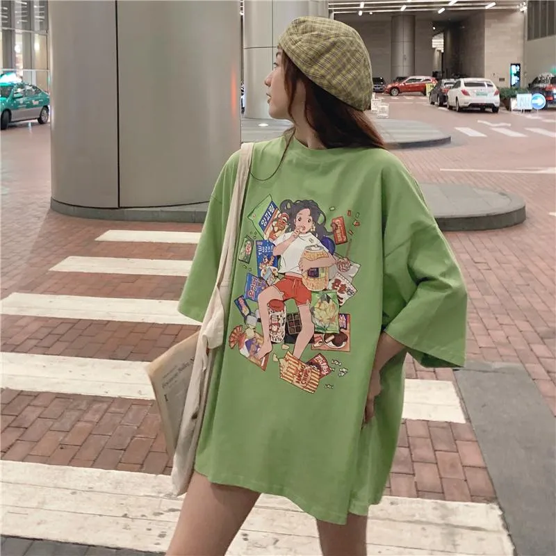 Lazy Girl Printed Teenage Fashion Oversized T-Shirt