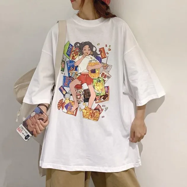 Lazy Girl Printed Teenage Fashion Oversized T-Shirt