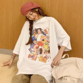 Lazy Girl Printed Teenage Fashion Oversized T-Shirt