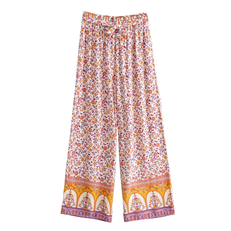 Maysoon's Boho Two Piece Set Wide Leg Pants & Crop Top