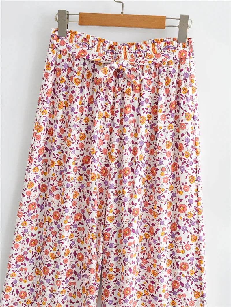 Maysoon's Boho Two Piece Set Wide Leg Pants & Crop Top