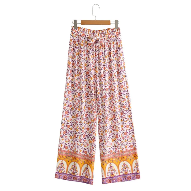 Maysoon's Boho Two Piece Set Wide Leg Pants & Crop Top