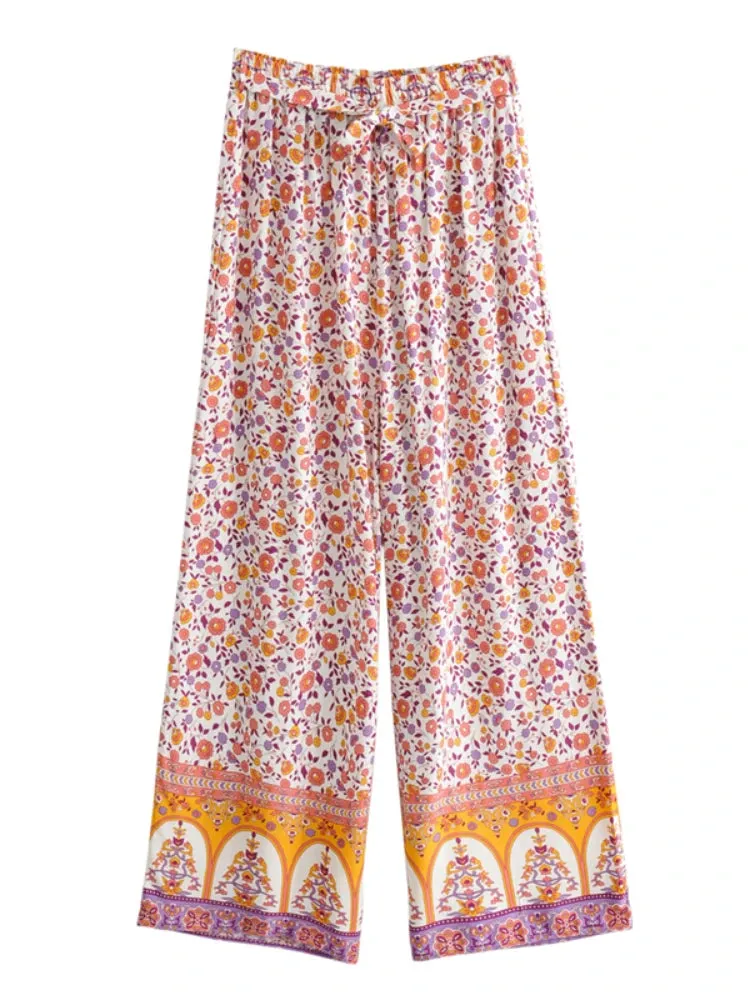 Maysoon's Boho Two Piece Set Wide Leg Pants & Crop Top
