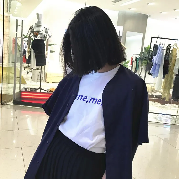 Meme Letters Print Teenage Fashion Loose T-Shirt