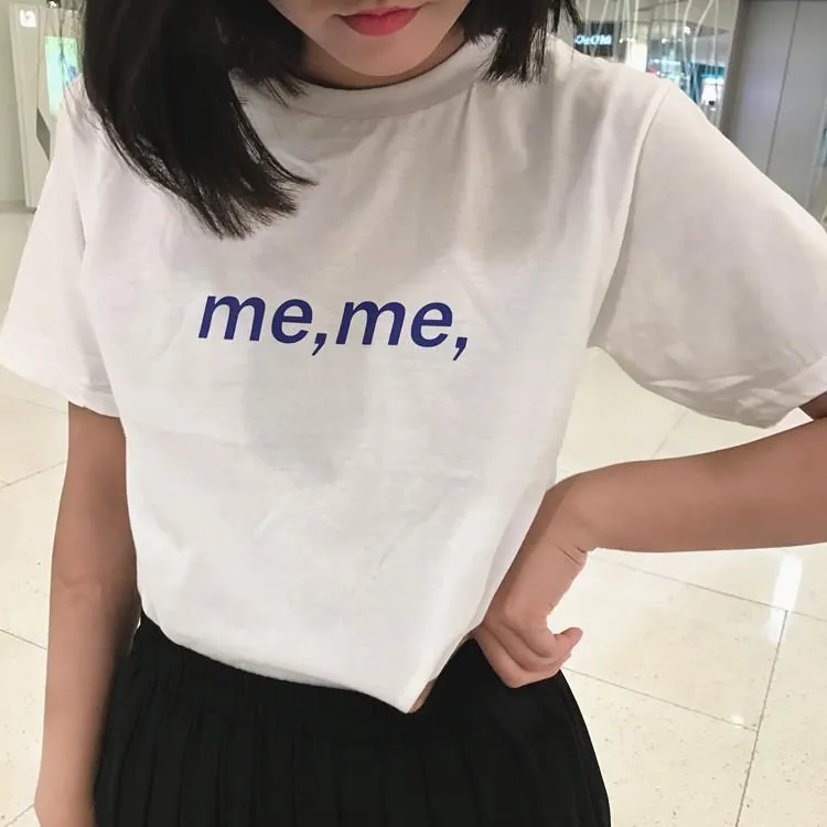 Meme Letters Print Teenage Fashion Loose T-Shirt