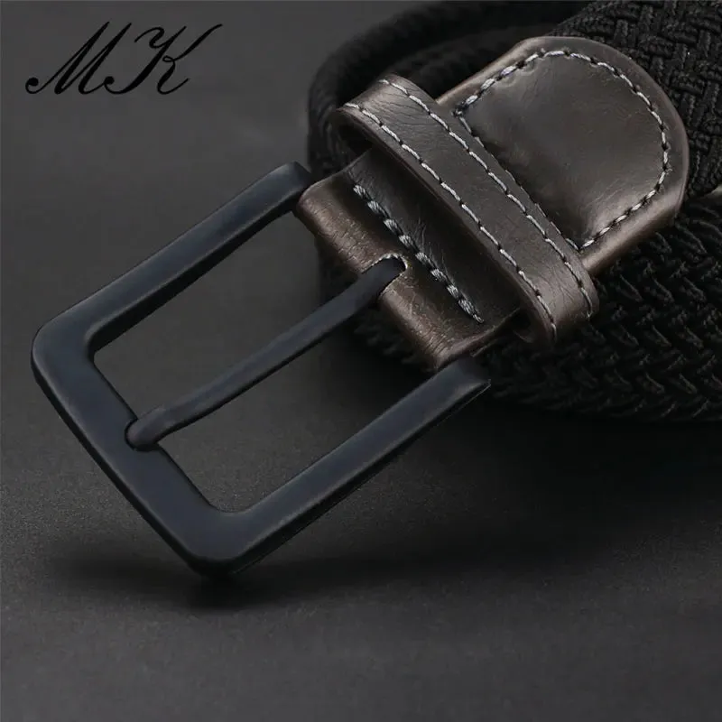 Men's Fashion Canvas Belts with Metal Pin Buckles -  Military Tactical Strap, Male Elastic Belt for Pants , Jeans & Trousers - Excellent Gift for Men
