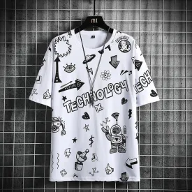 Men's Teenage Fashion Trendy Short Sleeve T-shirt - Casual Streetwear