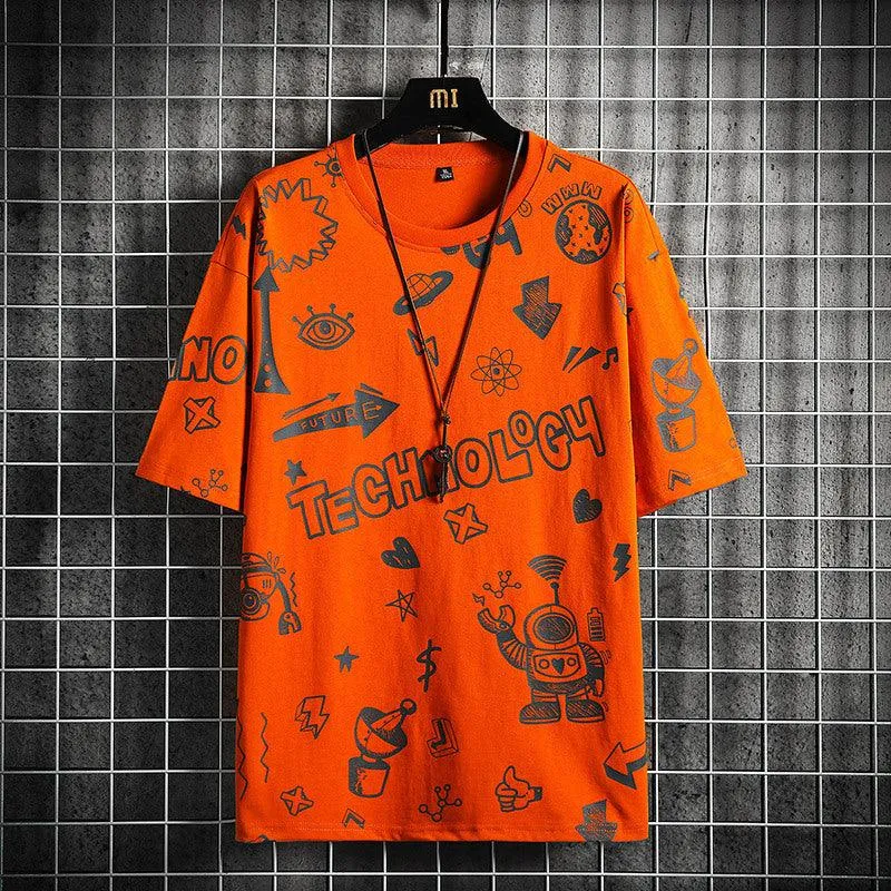 Men's Teenage Fashion Trendy Short Sleeve T-shirt - Casual Streetwear