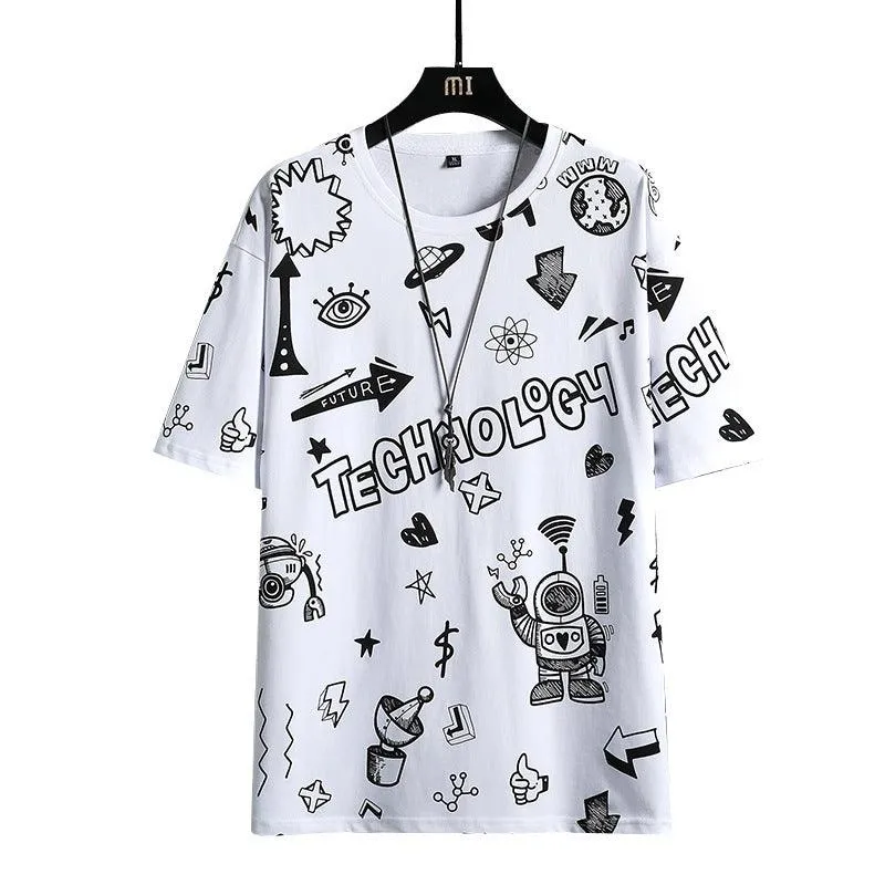 Men's Teenage Fashion Trendy Short Sleeve T-shirt - Casual Streetwear