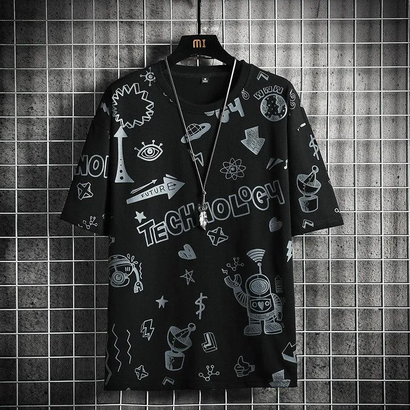 Men's Teenage Fashion Trendy Short Sleeve T-shirt - Casual Streetwear