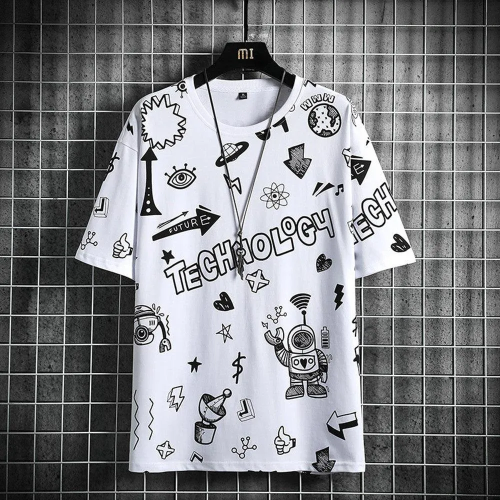 Men's Teenage Fashion Trendy Short Sleeve T-shirt - Casual Streetwear