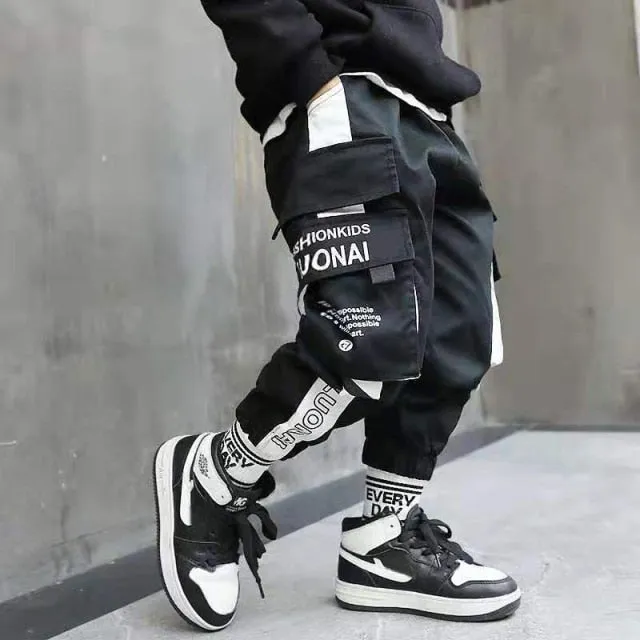 Mqtime teenage boys pants 3-10 years old cotton Korean casual loose pants children spring and autumn trousers  large pockets