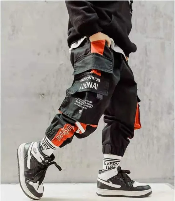 Mqtime teenage boys pants 3-10 years old cotton Korean casual loose pants children spring and autumn trousers  large pockets