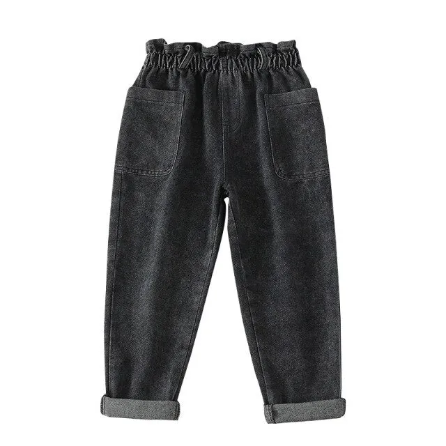 Mqtime Teenage Girls Jeans  New Spring Kids Pants Fashion Loose School Trousers Autumn Fashion Jeans Children Pants 12 13 14 Years