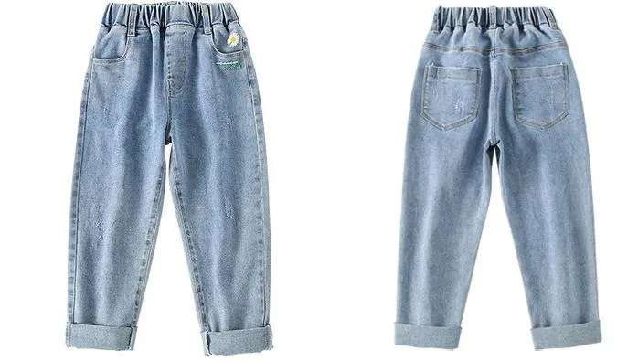 Mqtime Teenage Girls Jeans  New Spring Kids Pants Fashion Loose School Trousers Autumn Fashion Jeans Children Pants 12 13 14 Years