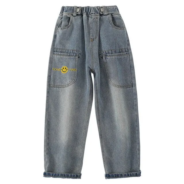 Mqtime Teenage Girls Jeans  New Spring Kids Pants Fashion Loose School Trousers Autumn Fashion Jeans Children Pants 12 13 14 Years