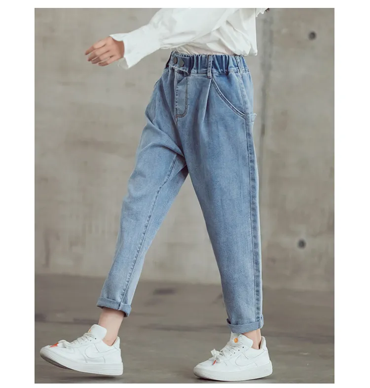 Mqtime Teenage Girls Jeans  New Spring Kids Pants Fashion Loose School Trousers Autumn Fashion Jeans Children Pants 12 13 14 Years