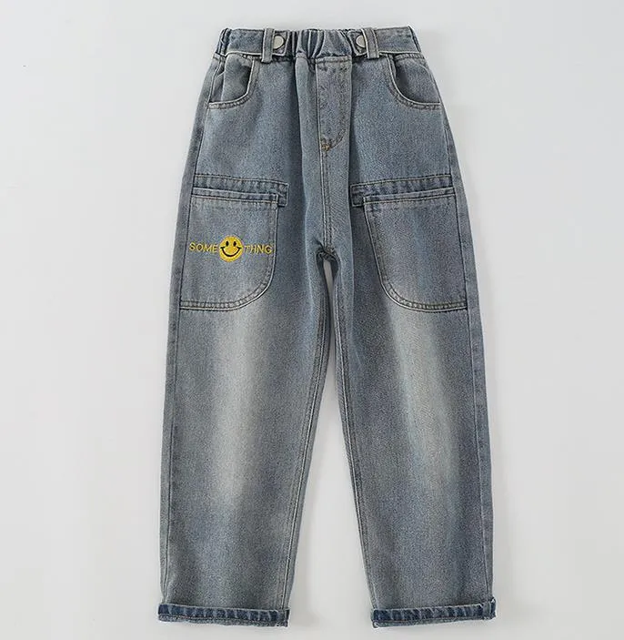 Mqtime Teenage Girls Jeans  New Spring Kids Pants Fashion Loose School Trousers Autumn Fashion Jeans Children Pants 12 13 14 Years
