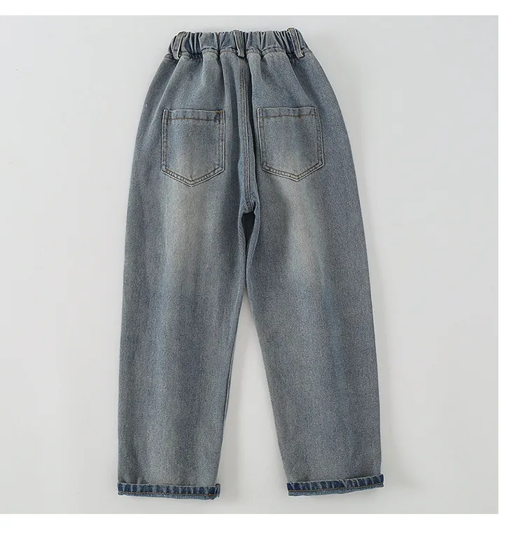 Mqtime Teenage Girls Jeans  New Spring Kids Pants Fashion Loose School Trousers Autumn Fashion Jeans Children Pants 12 13 14 Years