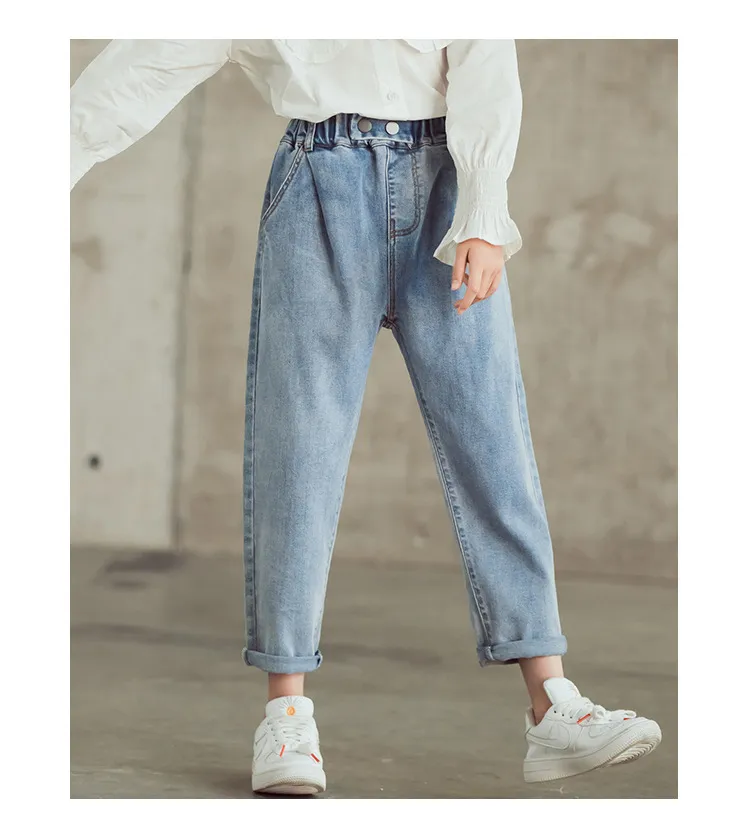 Mqtime Teenage Girls Jeans  New Spring Kids Pants Fashion Loose School Trousers Autumn Fashion Jeans Children Pants 12 13 14 Years