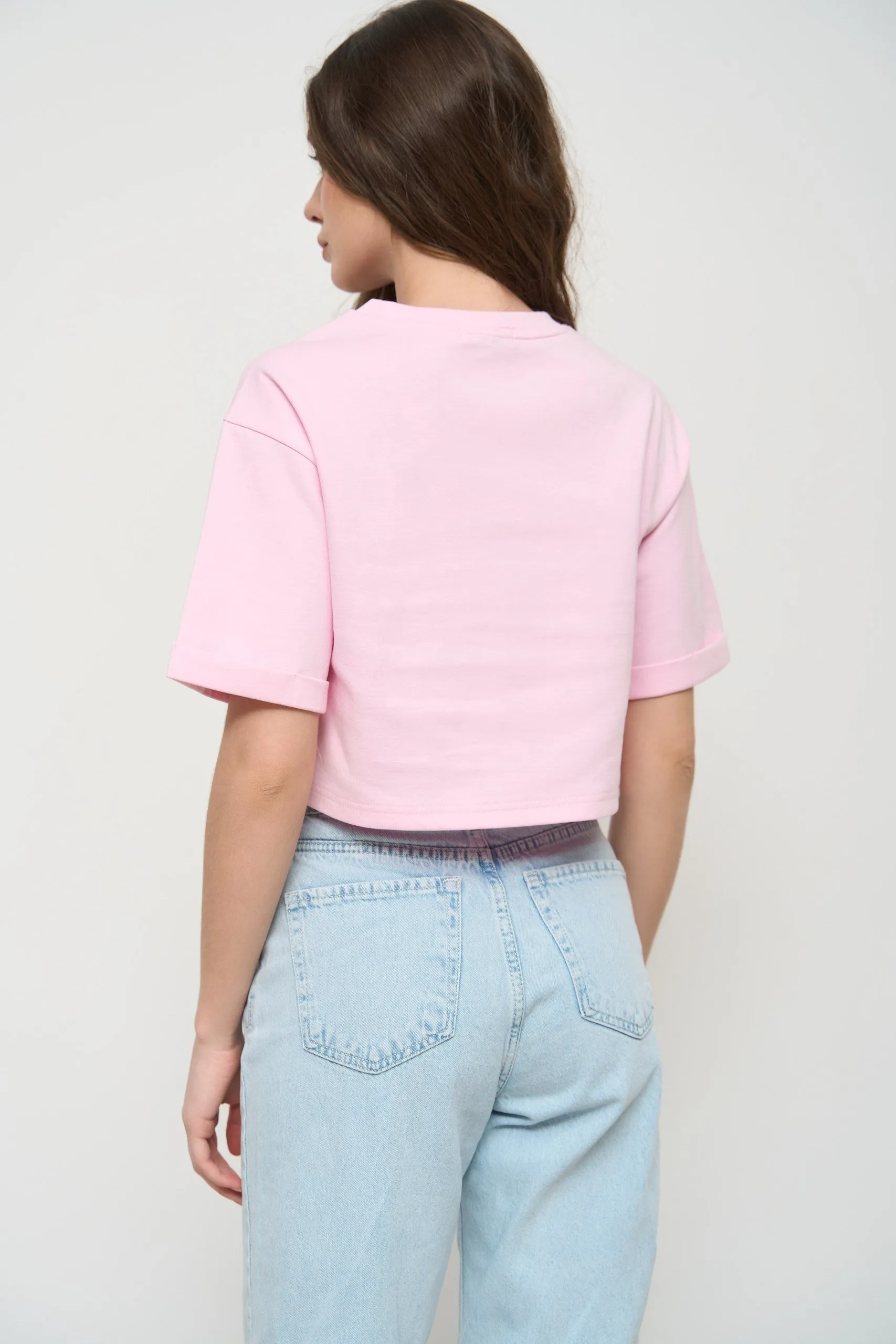 Pink Oversized Cropped T-Shirt