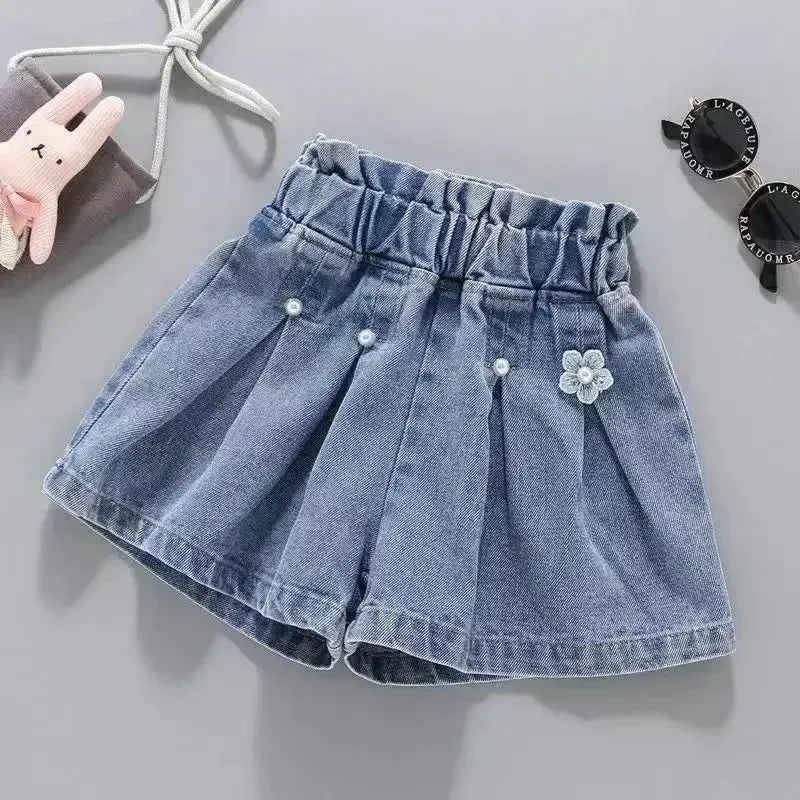 Shorts for Girls Blue All-match Children Denim Skirt Pants Fashion Jeans 2024 Summer Casual Teenage Short Pants 10 12 14 Years