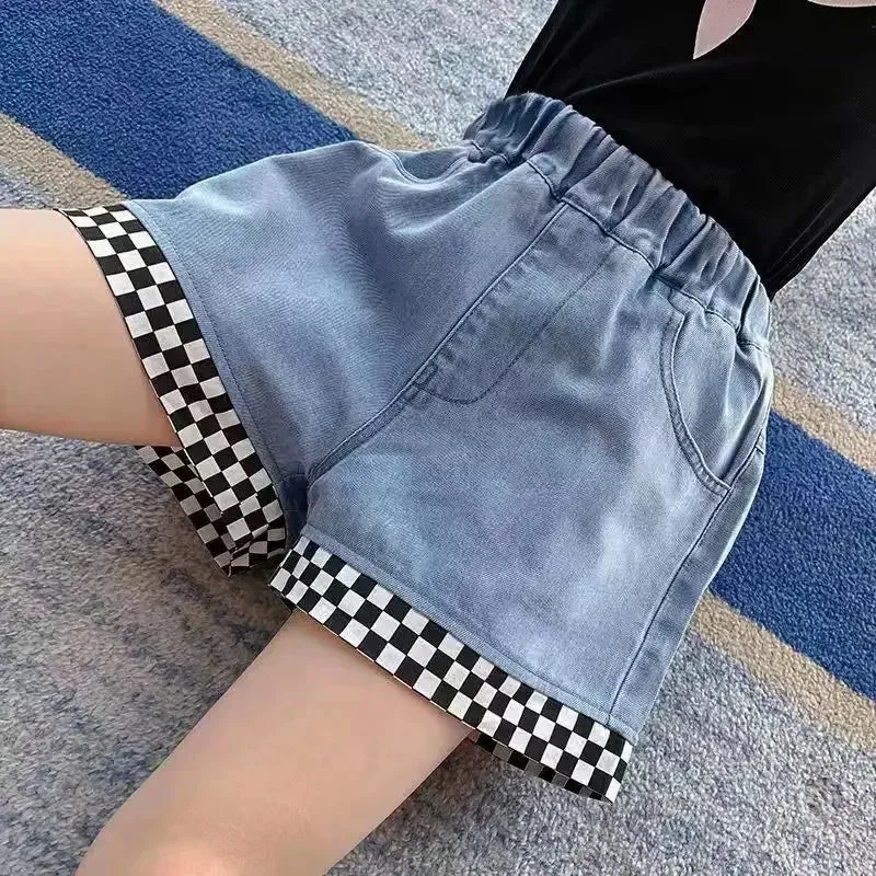 Shorts for Girls Blue All-match Children Denim Skirt Pants Fashion Jeans 2024 Summer Casual Teenage Short Pants 10 12 14 Years