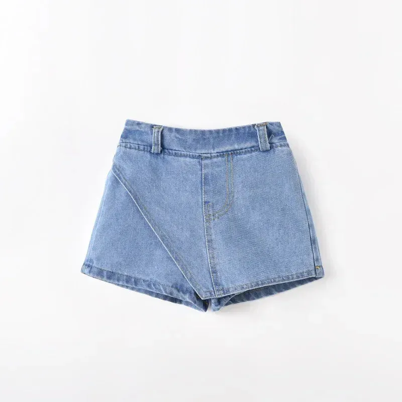 Shorts for Girls Blue All-match Children Denim Skirt Pants Fashion Jeans 2024 Summer Casual Teenage Short Pants 10 12 14 Years