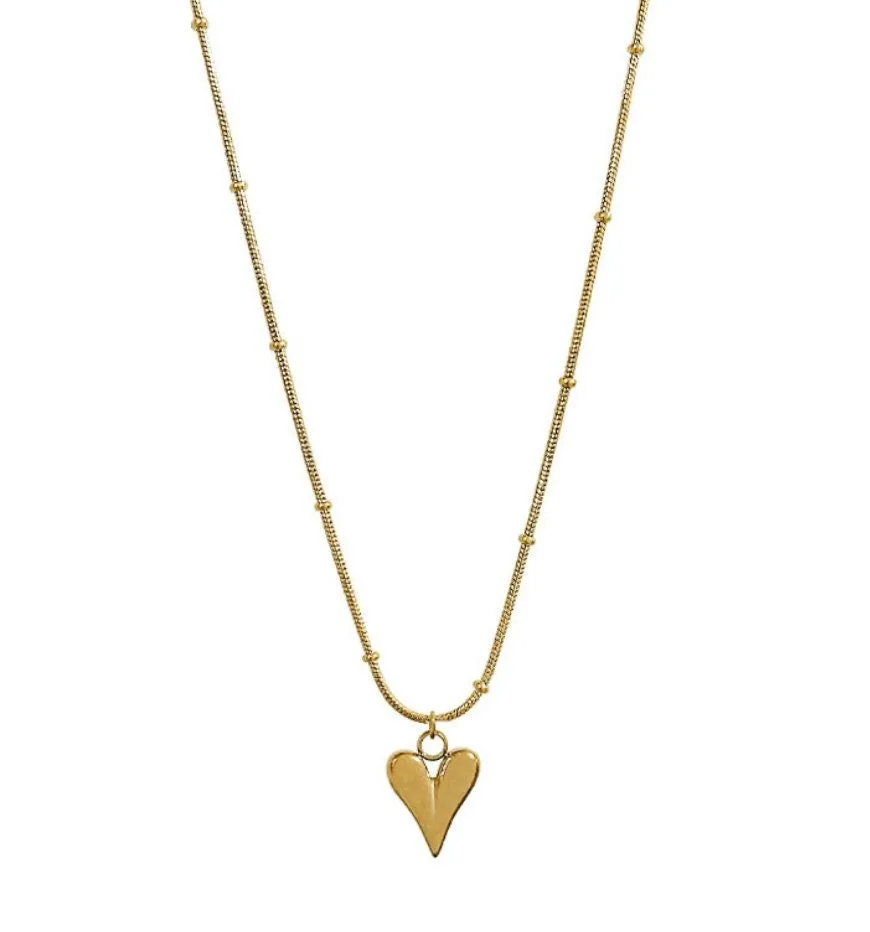 Tatiana Gold Heart Pendant Necklace, Minimalist Titanium Medallion Charm