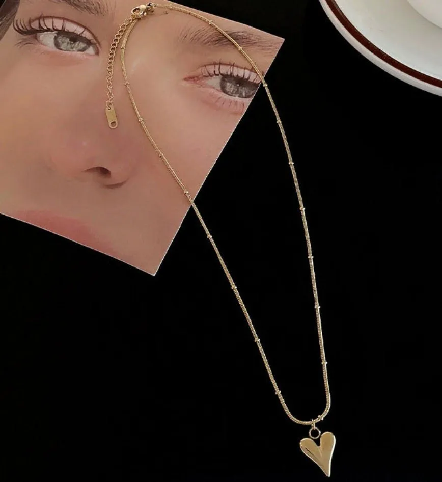 Tatiana Gold Heart Pendant Necklace, Minimalist Titanium Medallion Charm