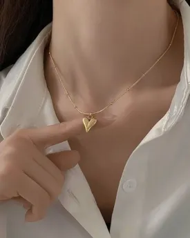 Tatiana Gold Heart Pendant Necklace, Minimalist Titanium Medallion Charm
