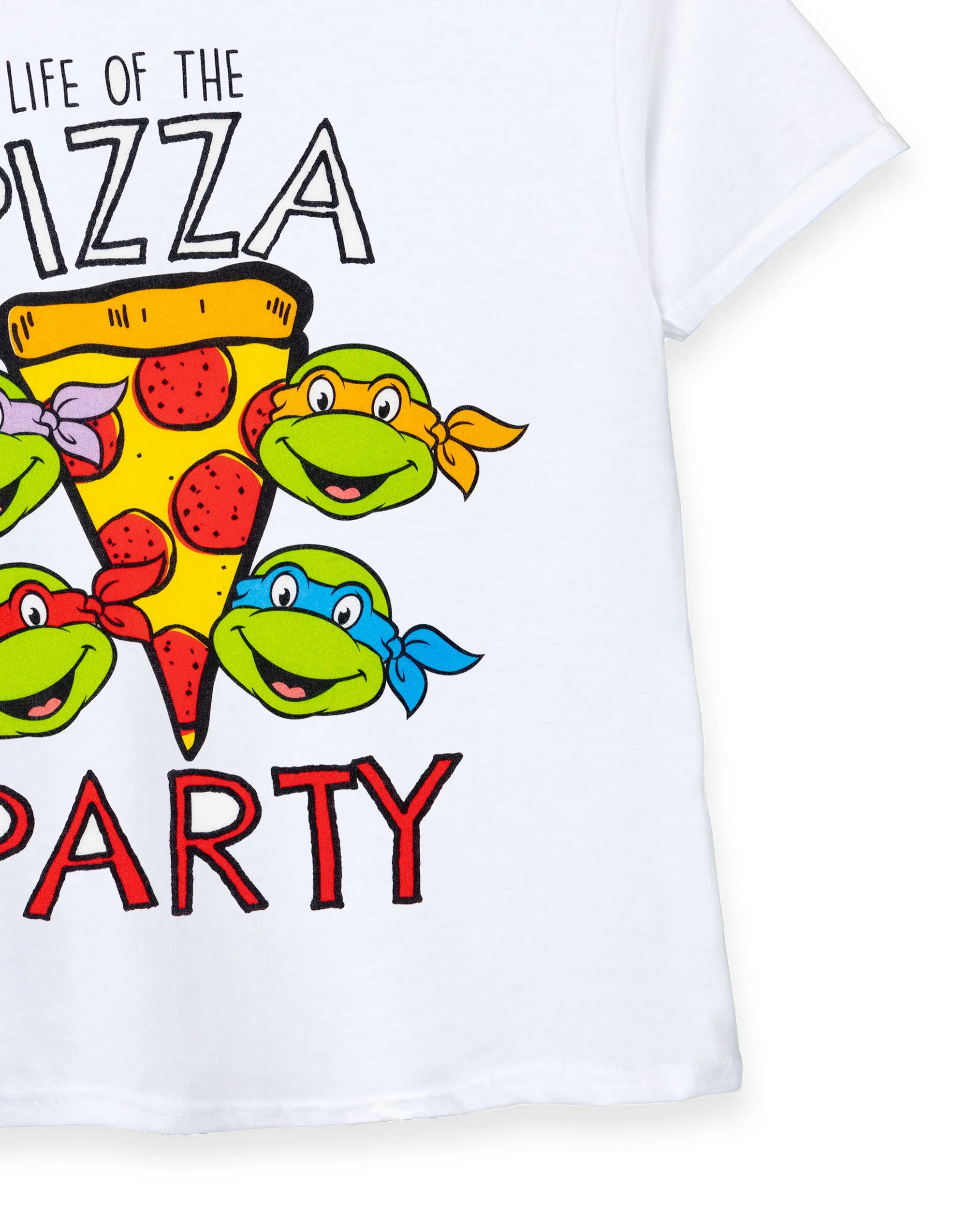 Teenage Mutant Ninja Turtles Boys Life of The Pizza Party White Short-Sleeved T-Shirt