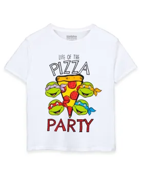 Teenage Mutant Ninja Turtles Boys Life of The Pizza Party White Short-Sleeved T-Shirt