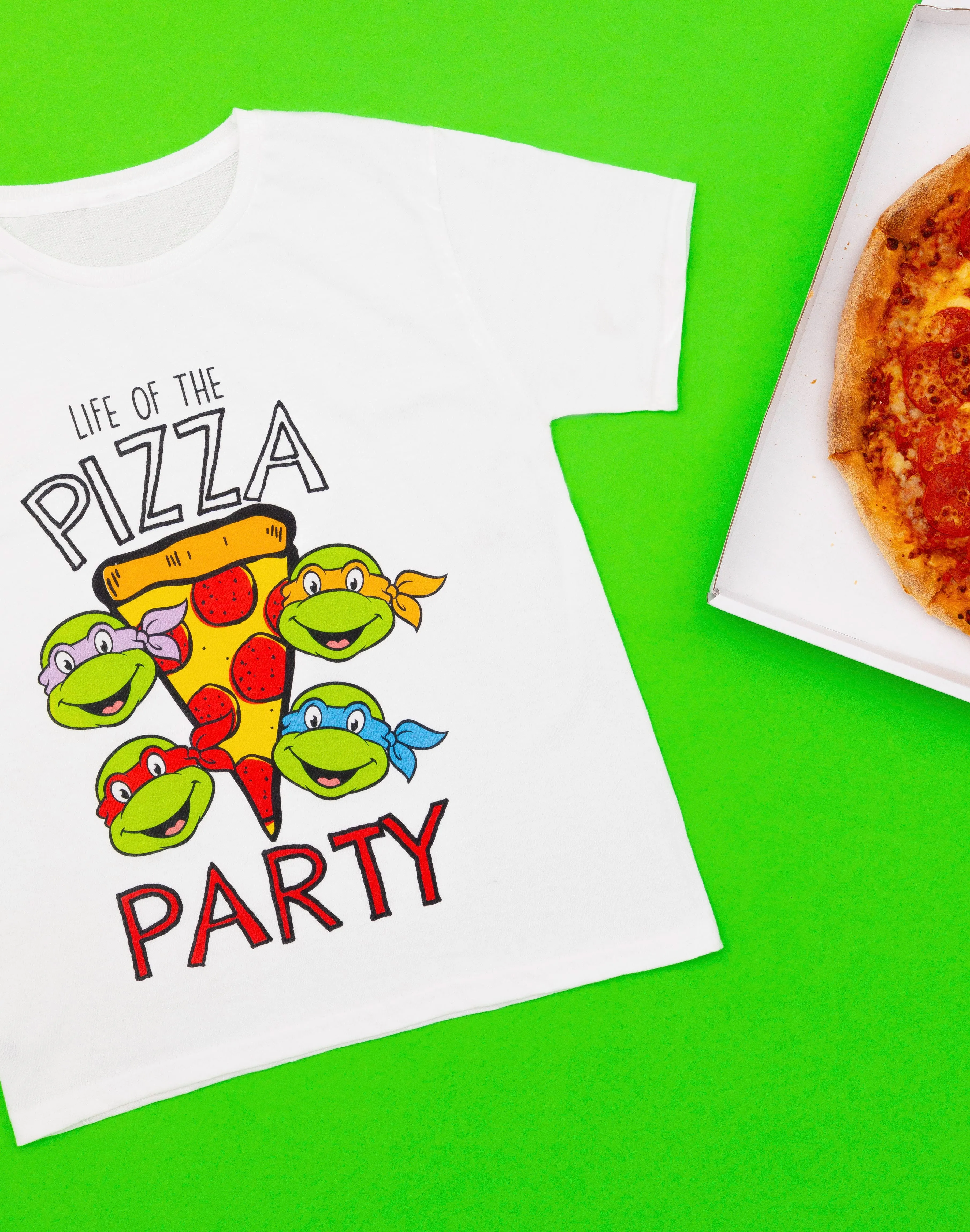 Teenage Mutant Ninja Turtles Boys Life of The Pizza Party White Short-Sleeved T-Shirt