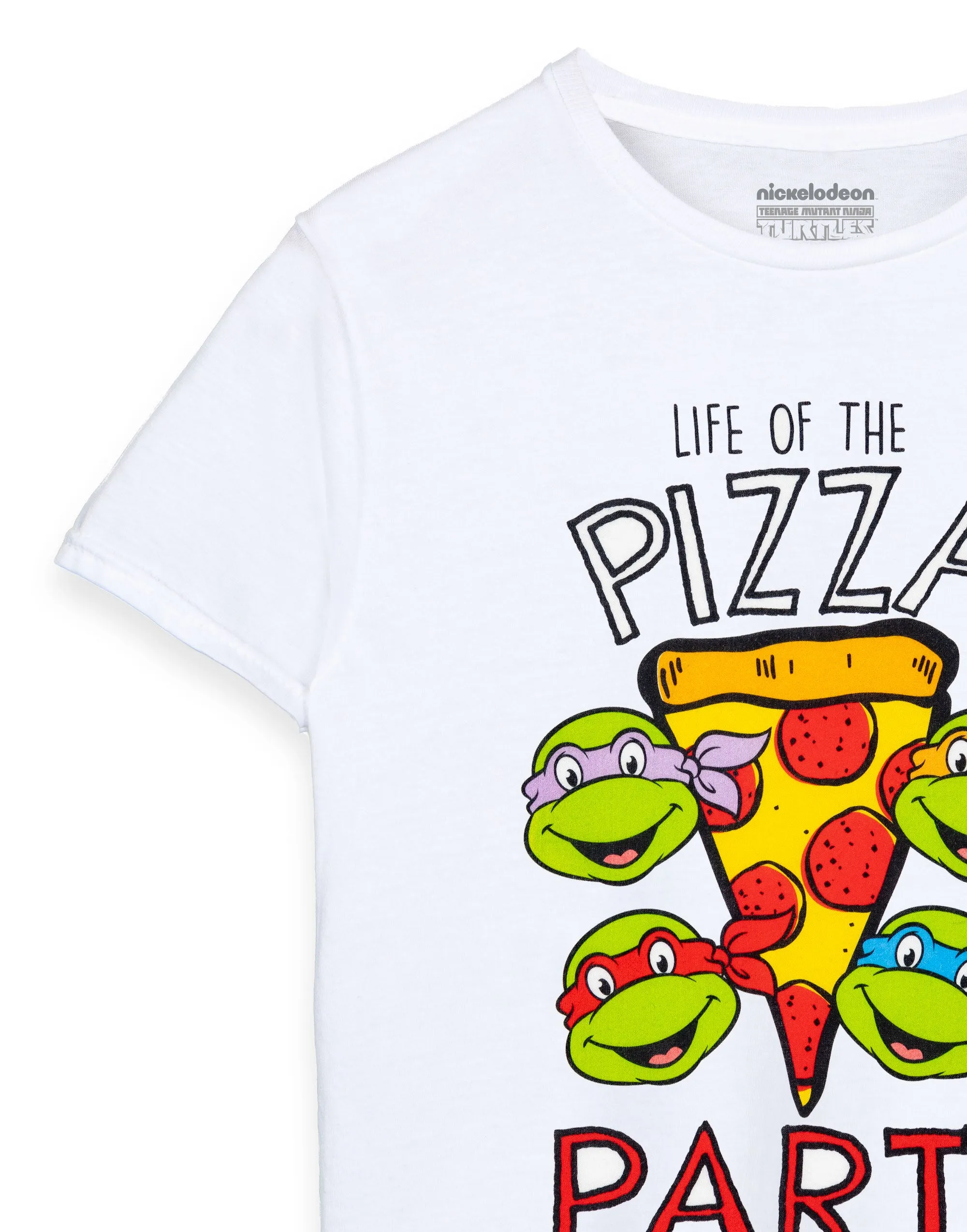 Teenage Mutant Ninja Turtles Boys Life of The Pizza Party White Short-Sleeved T-Shirt