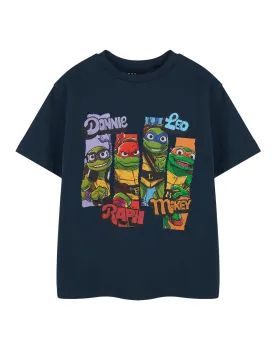 Teenage Mutant Ninja Turtles Character Slices Boys Blue Short Sleeved T-Shirt