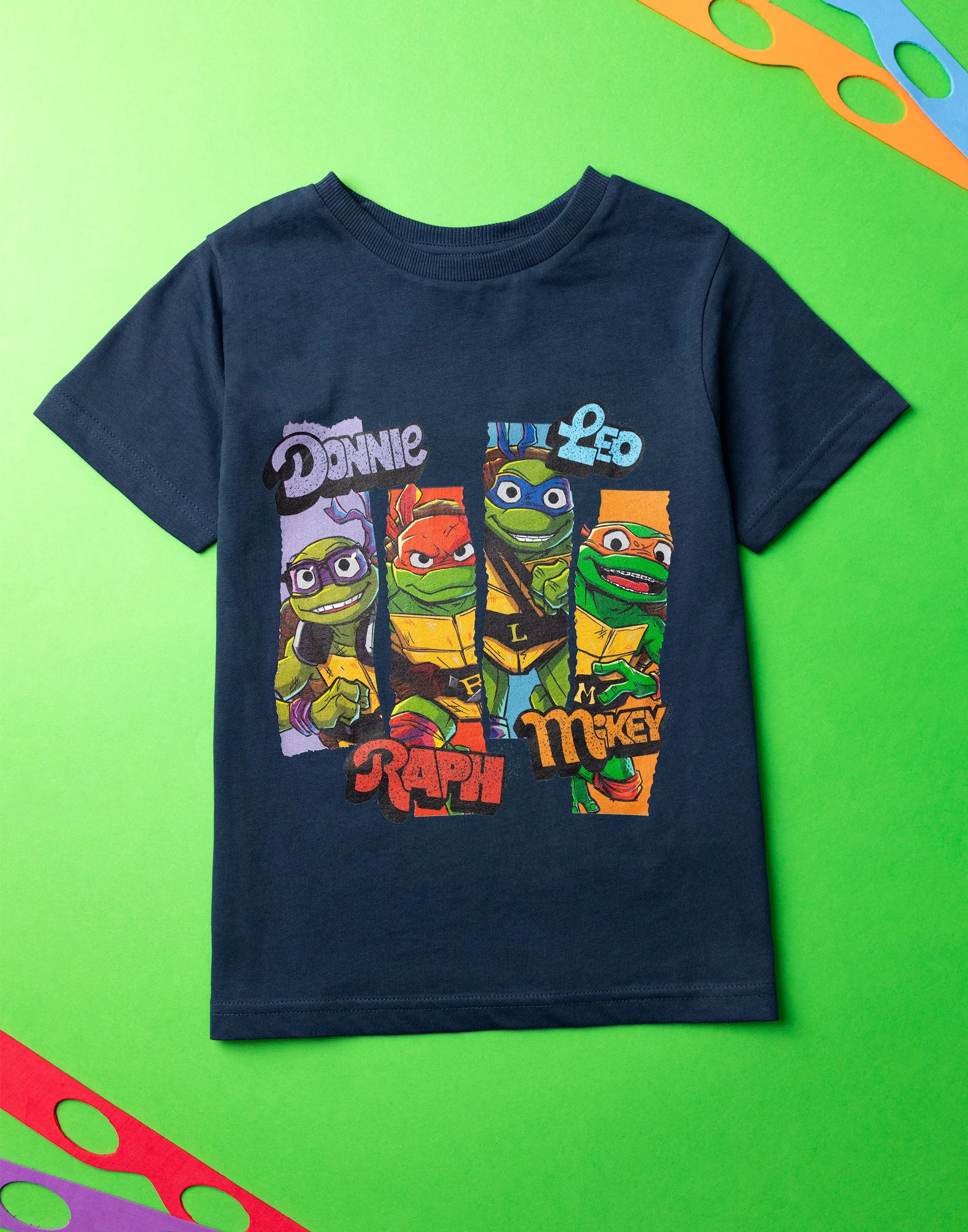 Teenage Mutant Ninja Turtles Character Slices Boys Blue Short Sleeved T-Shirt