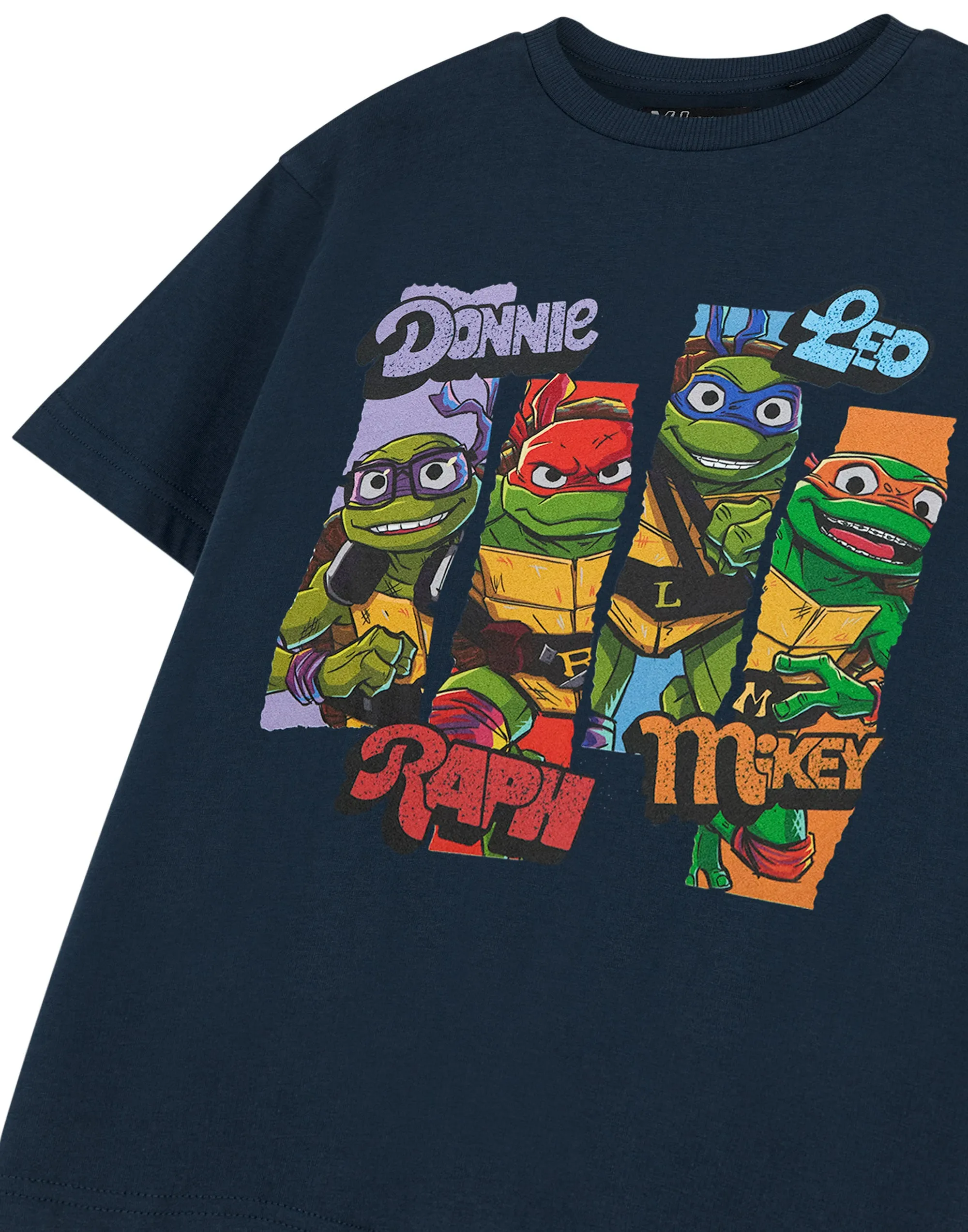 Teenage Mutant Ninja Turtles Character Slices Boys Blue Short Sleeved T-Shirt
