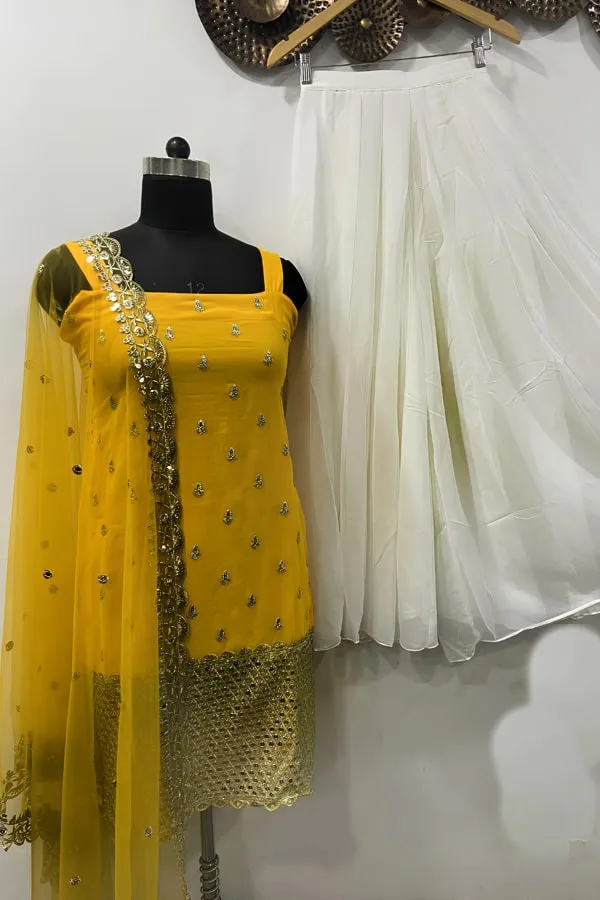 Yellow Sharara Gharara Suit For Haldi Function