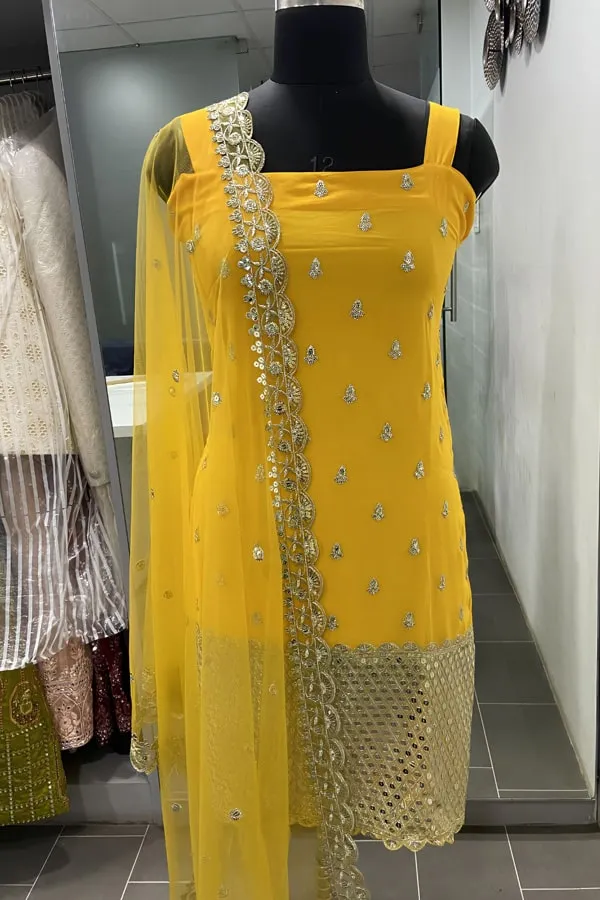 Yellow Sharara Gharara Suit For Haldi Function